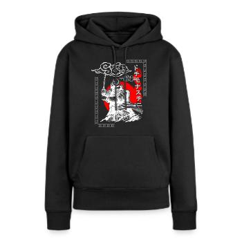 Asie : créatures mythiques, dites mythiques - Sweat à capuche Premium bio Femme - noir - Devant - Julia (174cm)