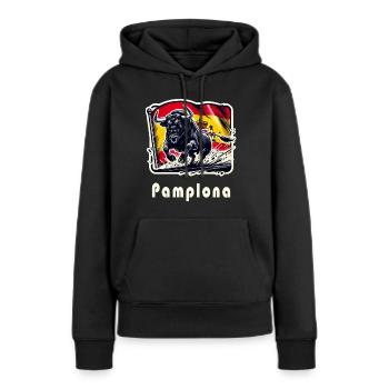 Pampelune, Espagne, Torero España - Sweat à capuche Premium bio Femme - noir - Devant - Julia (174cm)