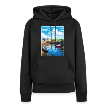 Bude Cornwall England Reiseposter Souvenir WPA - Frauen Premium Bio Hoodie - Schwarz - Vorne - Julia (174cm)