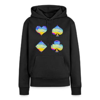 Cartes à jouer - Sweat à capuche Premium bio Femme - noir - Devant - Julia (174cm)