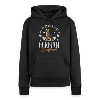 Deutscher Schäferhund Pfote Diensthund - Frauen Premium Bio Hoodie - Schwarz - Vorne - Julia (174cm)