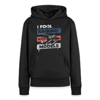 Flugzeug Fernsteuerung Pilot Testpilot - Frauen Premium Bio Hoodie - Schwarz - Vorne - Julia (174cm)
