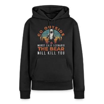Grizzly Gefahr - Frauen Premium Bio Hoodie - Schwarz - Vorne - Julia (174cm)