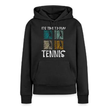Tennis Hobby Winner Serve - Sweat à capuche Premium bio Femme - noir - Devant - Julia (174cm)