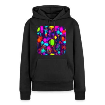 Neon Party UV Electro House Style - Sweat à capuche Premium bio Femme - noir - Devant - Julia (174cm)
