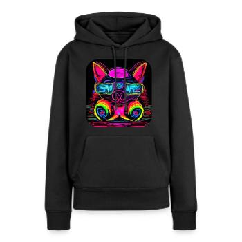 Néon UV Motif Festival Style tendance - Sweat à capuche Premium bio Femme - noir - Devant - Julia (174cm)