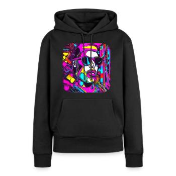 Style néon UV Glow Party tendance - Sweat à capuche Premium bio Femme - noir - Devant - Julia (174cm)
