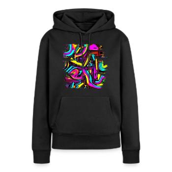 Neon Design abstrait UV Maison Style - Sweat à capuche Premium bio Femme - noir - Devant - Julia (174cm)