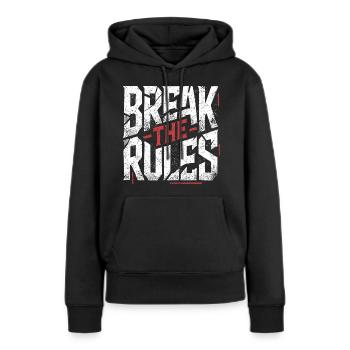 Brechen Sie die Regeln - Frauen Premium Bio Hoodie - Schwarz - Vorne - Julia (174cm)
