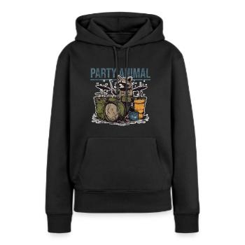 Party Tier Waschbär Schlagzeug - Frauen Premium Bio Hoodie - Schwarz - Vorne - Julia (174cm)