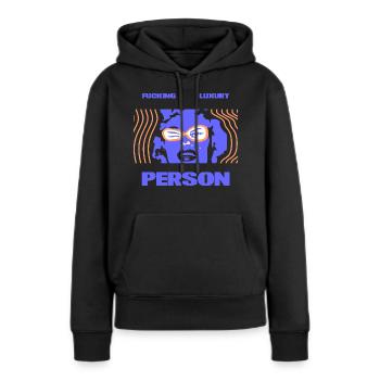 de personne de luxe - Sweat à capuche Premium bio Femme - noir - Devant - Julia (174cm)