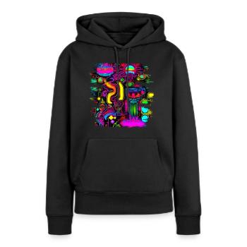 Néon fluorescent UV Electro Music Party - Sweat à capuche Premium bio Femme - noir - Devant - Julia (174cm)