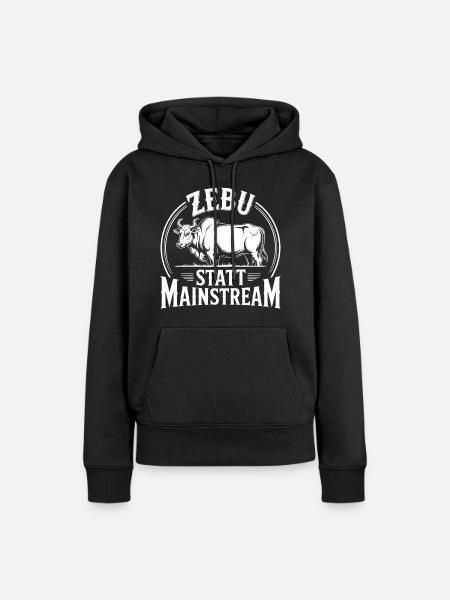 Zebu statt Mainstream - Frauen Premium Bio Hoodie - Schwarz
