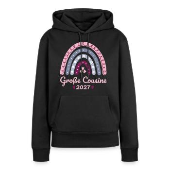 Große Cousine 2027 Boho Regenbogen pastell - Frauen Premium Bio Hoodie - Schwarz - Vorne - Julia (174cm)