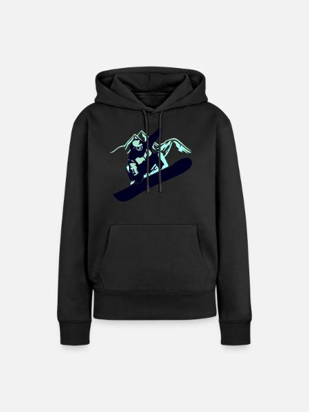 Snowboarder Mountain - Frauen Premium Bio Hoodie - Schwarz