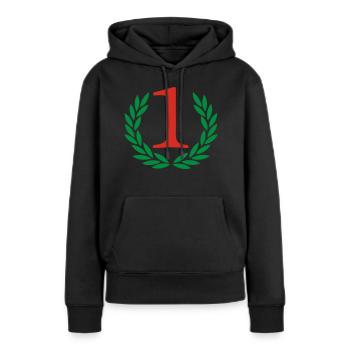Sieger - Gewinner - Frauen Premium Bio Hoodie - Schwarz - Vorne - Julia (174cm)
