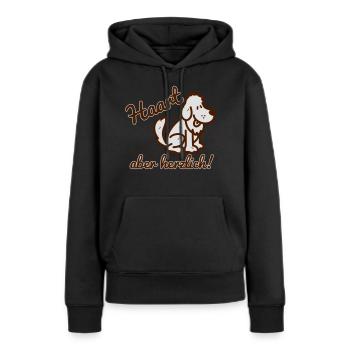 Haart - aber herzlich - Frauen Premium Bio Hoodie - Schwarz - Vorne - Julia (174cm)