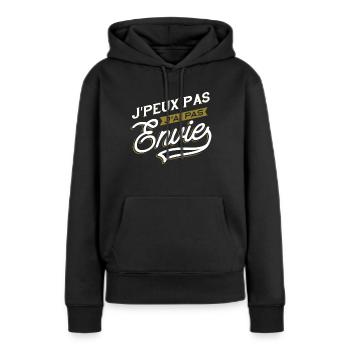 J'ai pas envie humour - Sweat à capuche Premium bio Femme - noir - Devant - Julia (174cm)