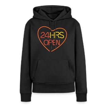 neon open heart - Sweat à capuche Premium bio Femme - noir - Devant - Julia (174cm)