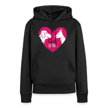 Gus & Léa complices pour toujours - Sweat à capuche Premium bio Femme - noir - Devant - Julia (174cm)