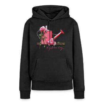 Vie estivale facile - Sweat à capuche Premium bio Femme - noir - Devant - Julia (174cm)