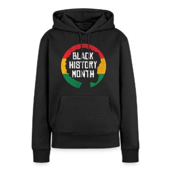 Black History Month - Frauen Premium Bio Hoodie - Schwarz - Vorne - Julia (174cm)