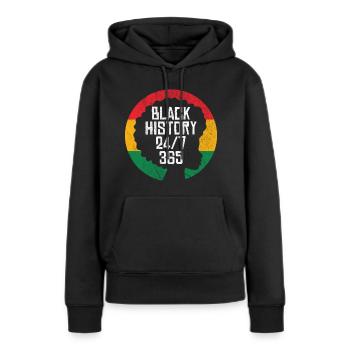 Schwarze Geschichte 247 365 - Frauen Premium Bio Hoodie - Schwarz - Vorne - Julia (174cm)