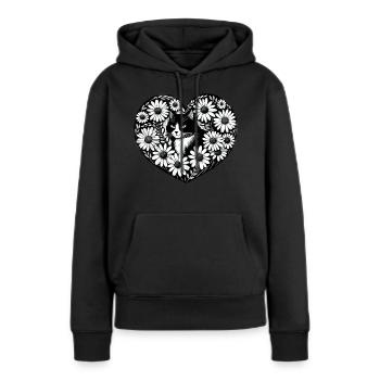 Smoking Katze Gänseblümchen - Frauen Premium Bio Hoodie - Schwarz - Vorne - Julia (174cm)