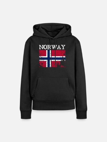 Norway Grunge Flag - Norway Flag - Norge - Premium økologisk hettegenser for kvinner - svart