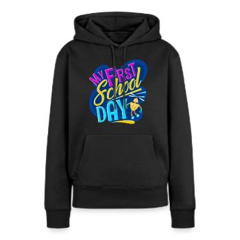 Scolarisation des écoliers - Sweat à capuche Premium bio Femme - noir - Devant - Julia (174cm)