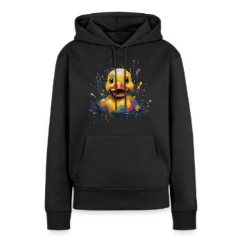 Gummiente - Frauen Premium Bio Hoodie - Schwarz - Vorne - Julia (174cm)