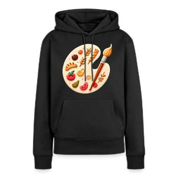 Palette culinaire Art culinaire sur toile - Sweat à capuche Premium bio Femme - noir - Devant - Julia (174cm)