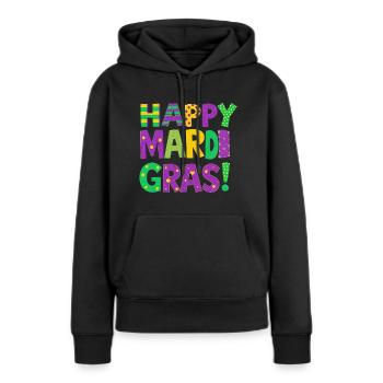Joyeux Mardi Gras - Sweat à capuche Premium bio Femme - noir - Devant - Julia (174cm)