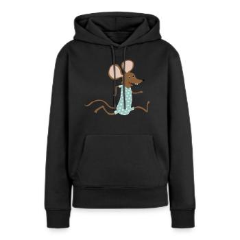 Maus geht baden - Frauen Premium Bio Hoodie - Schwarz - Vorne - Julia (174cm)