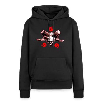 crâne 666 - Sweat à capuche Premium bio Femme - noir - Devant - Julia (174cm)