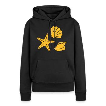 Muschel - Frauen Premium Bio Hoodie - Schwarz - Vorne - Julia (174cm)