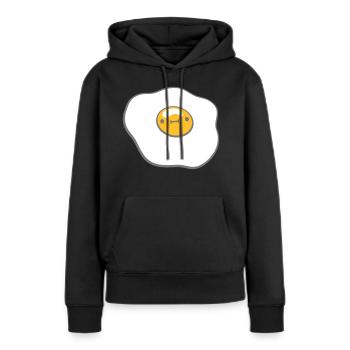 Spiegelei mit Gesicht - Frauen Premium Bio Hoodie - Schwarz - Vorne - Julia (174cm)