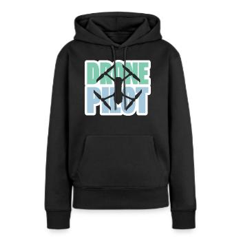 Drone Pilot Drone Drones Drone Drone Cadeau de course - Sweat à capuche Premium bio Femme - noir - Devant - Julia (174cm)