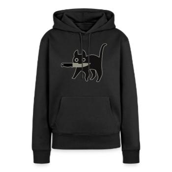 GattoColtello_Black - Sweat à capuche Premium bio Femme - noir - Devant - Julia (174cm)