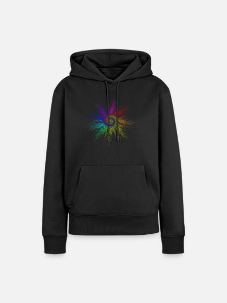 RainbowCircleTwirl - Frauen Premium Bio Hoodie - Schwarz