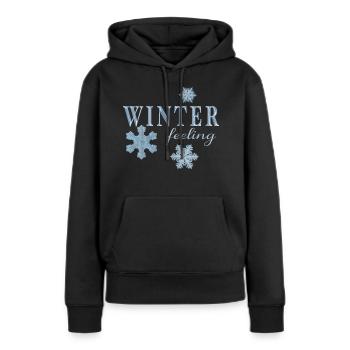 Sensation hivernale - Sweat à capuche Premium bio Femme - noir - Devant - Julia (174cm)