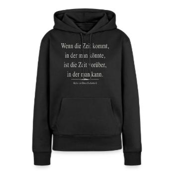 Die Zeit - Frauen Premium Bio Hoodie - Schwarz - Vorne - Julia (174cm)