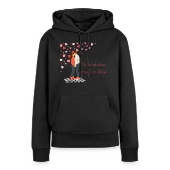 Valentinstag - Schenke Liebe und Dankbarkeit - Frauen Premium Bio Hoodie - Schwarz - Vorne - Julia (174cm)