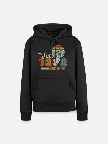 1976 - Frauen Premium Bio Hoodie - Schwarz