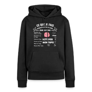 Was ich in meiner Freizeit mache: Yoga - Frauen Premium Bio Hoodie - Schwarz - Vorne - Julia (174cm)