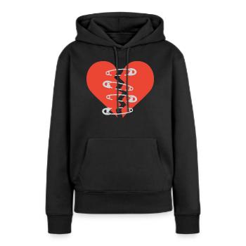 broken heart-repaired heart - Frauen Premium Bio Hoodie - Schwarz - Vorne - Julia (174cm)