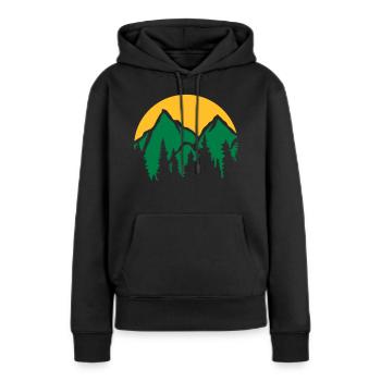 Montagnes Soleil Conifères - Sweat à capuche Premium bio Femme - noir - Devant - Julia (174cm)
