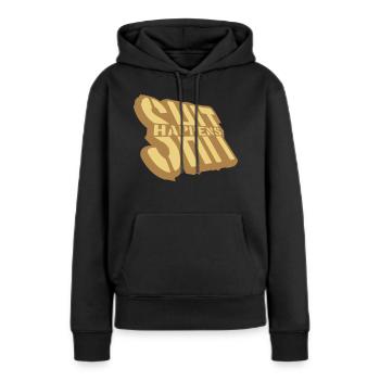 Malheur Dire que la merde arrive - Sweat à capuche Premium bio Femme - noir - Devant - Julia (174cm)