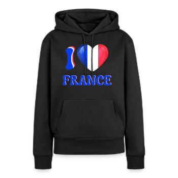 Ich liebe Frankreich Blau Weiß Rot Flagge Herz - Frauen Premium Bio Hoodie - Schwarz - Vorne - Julia (174cm)