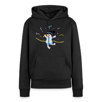 Course à pied - Sweat à capuche Premium bio Femme - noir - Devant - Julia (174cm)